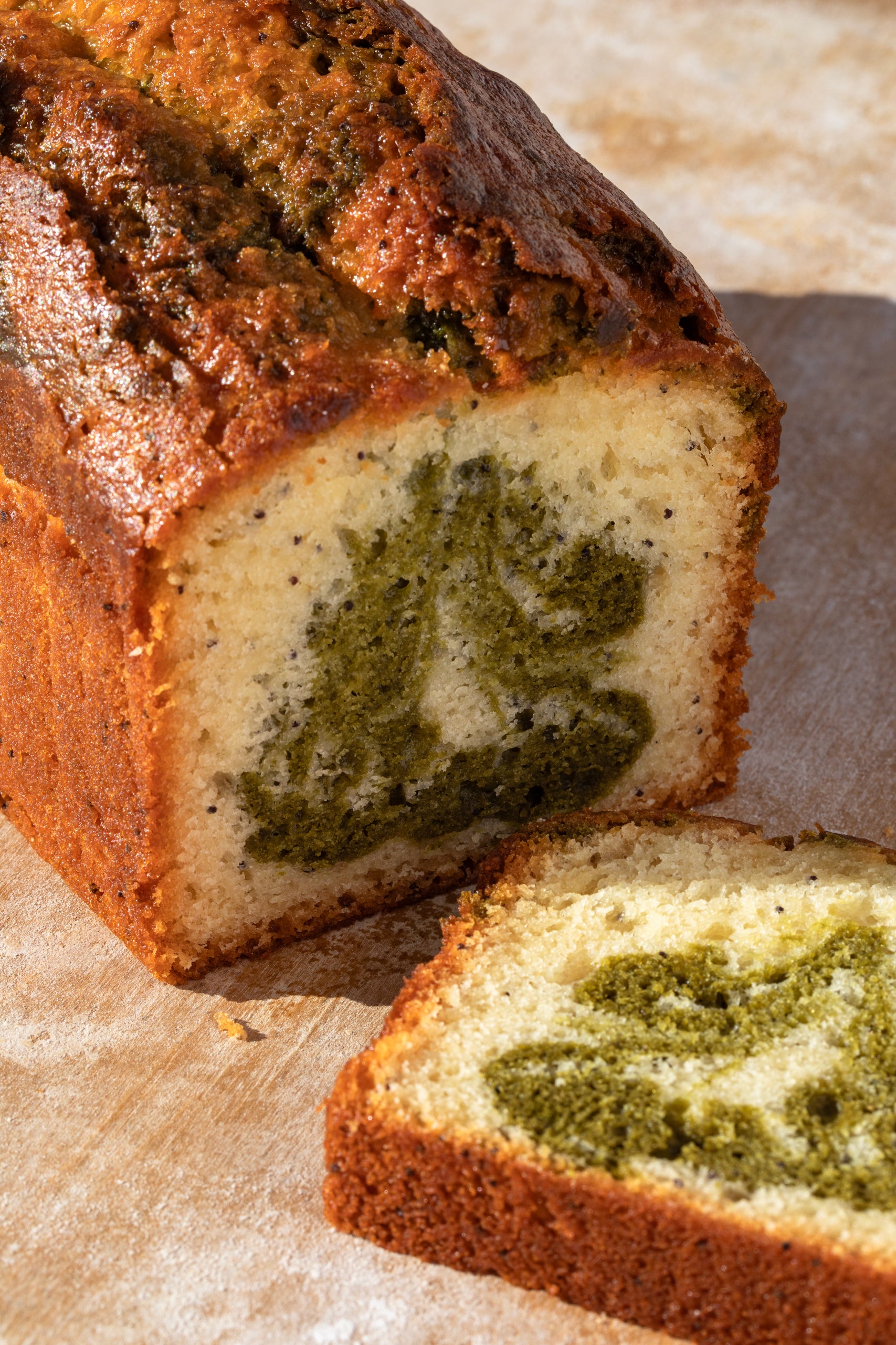 Lemon Matcha Poppy Loaf
