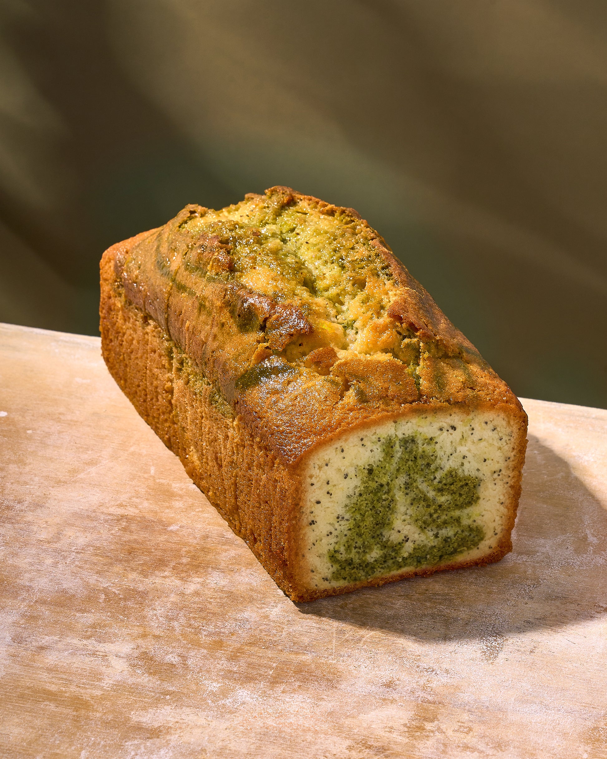 Lemon Matcha Poppy Loaf