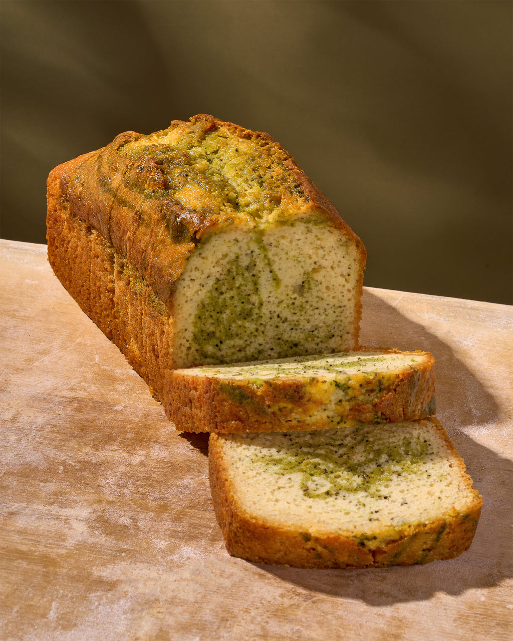 Lemon Matcha Poppy Loaf