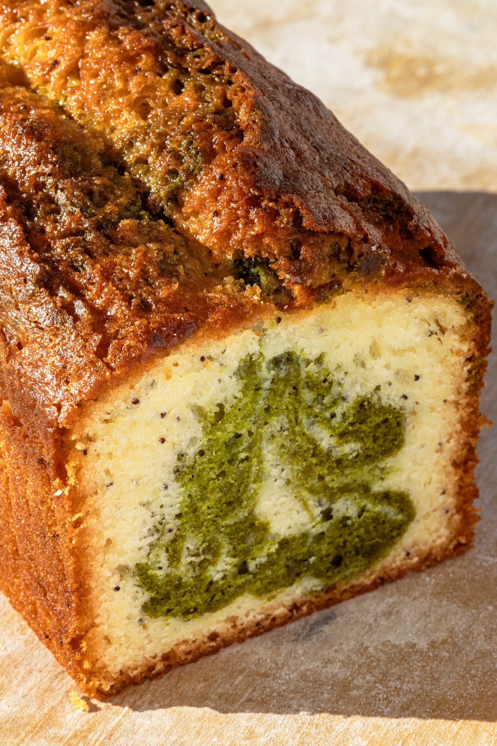 Lemon Matcha Poppy Loaf